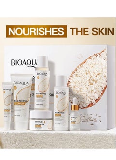 Rice Puree Skin Care Set, Including Serum, Cleanser, Toner, Lotion, Eye Cream And Face Cream, Facial Care