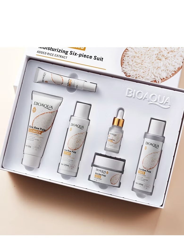 BIOAOUA - Rice Puree Skin Care Set, Including Serum, Cleanser, Toner, Lotion, Eye Cream And Face Cream, Facial Care - Image 1