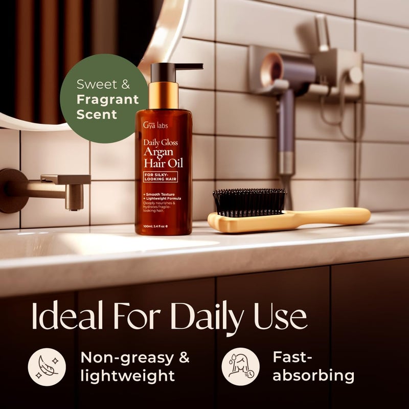 Gya Labs Daily Gloss Argan Oil - 3.4 Fl Oz - for Frizzy, Damaged & Color-Treated Hair - Strengthening, Shine & Protection - Image 4