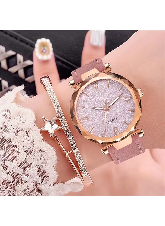 HY Womens Watch Gifts Set with Bracelet for Lady Female Girls Minimalist Slim Thin Casual Dress Analog Quartz Wrist Watches (Pink) - Image 1