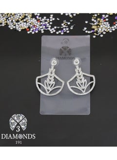 3diamond Platinum Plated Earring For Women Cubic Zircon Stone