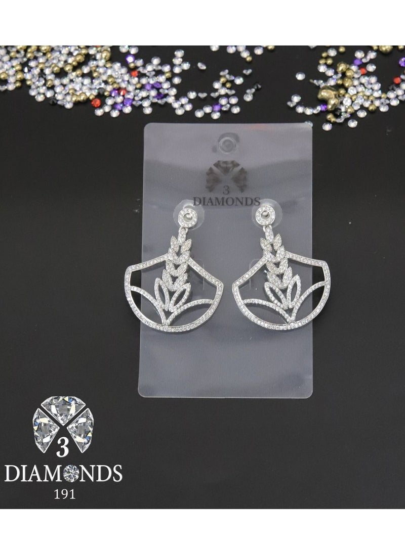 3Diamonds - 3diamond Platinum Plated Earring For Women Cubic Zircon Stone - Image 1