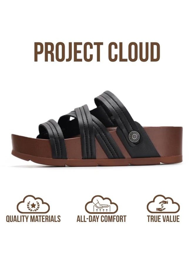 Project Cloud Genuine Suede Woman Sandals- Water Resistant with Memory Foam Insole Sandals for Women - Trending Sandal and Comfortable Women's Sandal (PASADENA), Black, 9 - Image 3