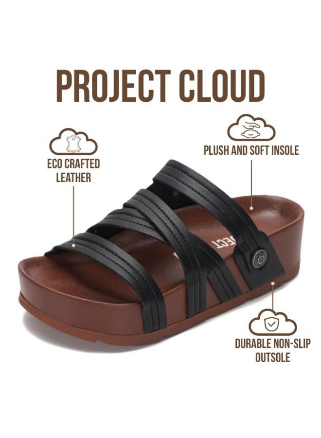 Project Cloud Genuine Suede Woman Sandals- Water Resistant with Memory Foam Insole Sandals for Women - Trending Sandal and Comfortable Women's Sandal (PASADENA), Black, 9 - Image 2