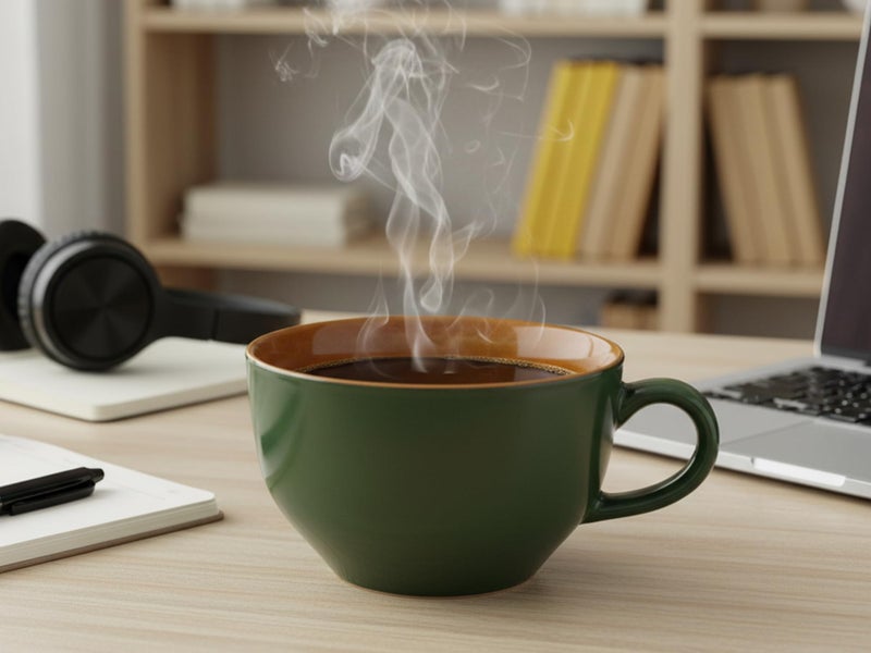 Bodhi House Ceramic Coffee Wide Large Mug with Handle - Set of 1, 350Ml Matte Finish | Bone Ash Free and Microwave Safe | for Cappuccino, Latte, Green Tea - Green - Image 4