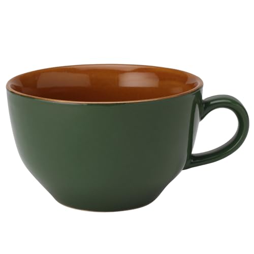 Bodhi House Ceramic Coffee Wide Large Mug with Handle - Set of 1, 350Ml Matte Finish | Bone Ash Free and Microwave Safe | for Cappuccino, Latte, Green Tea - Green - Image 2