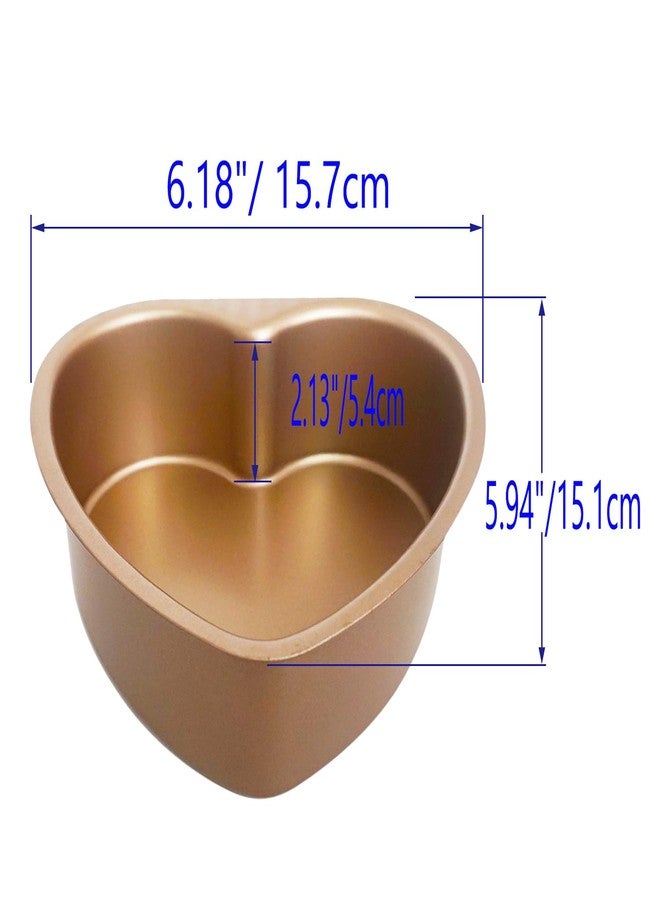 Proshopping Heart Shaped Cake Pans 6 Inch, Gold Heart Cake Mold with Removable Bottom, Carbon Steel Baking Set of 2 for Desserts, Weddings, Anniversary, Birthdays - Image 2
