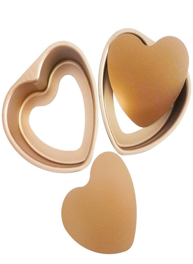 Proshopping Heart Shaped Cake Pans 6 Inch, Gold Heart Cake Mold with Removable Bottom, Carbon Steel Baking Set of 2 for Desserts, Weddings, Anniversary, Birthdays - Image 5