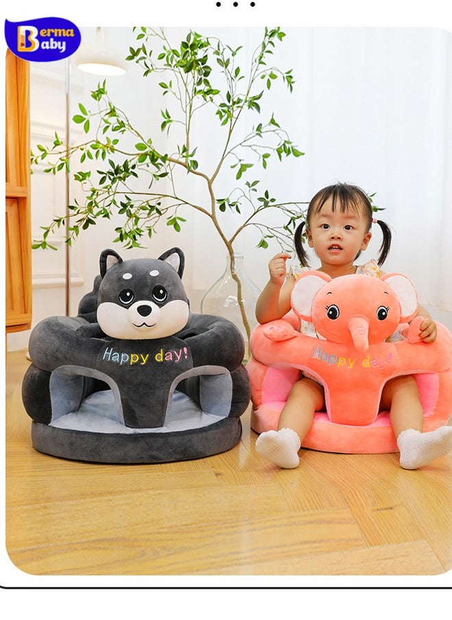 Berma Baby - Baby sofa toy, baby support seat, baby comfortable learning seat, learning sitting and feeding chair, soft and cute plush sofa for baby to play, cartoon zoology seat, suitable for indoor, playground (brown bear) - Image 1