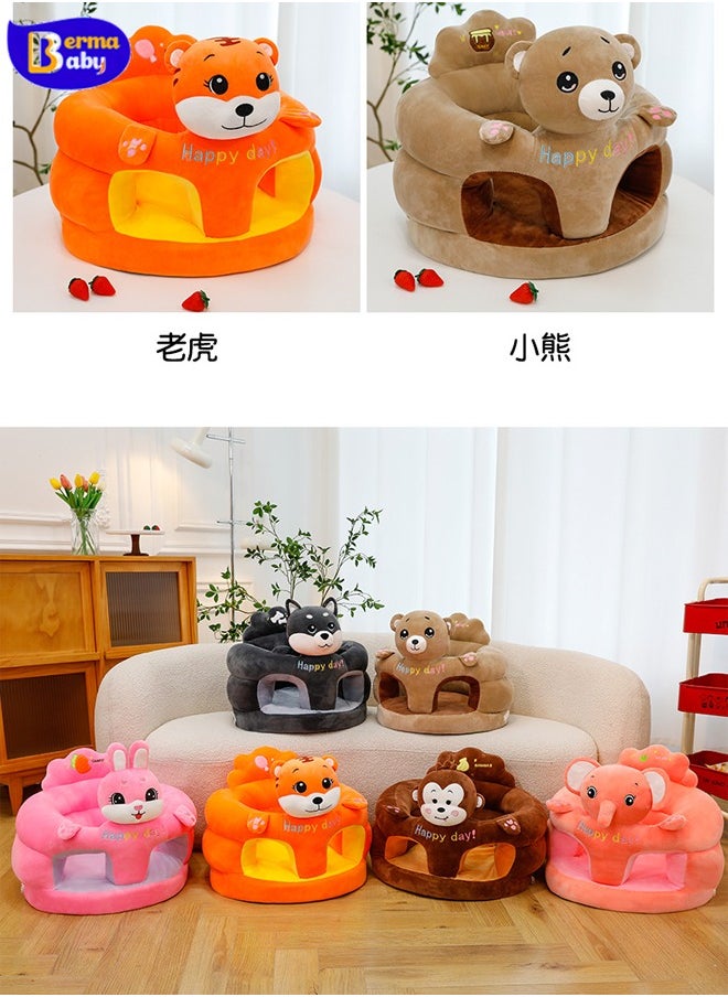 Berma Baby - Baby sofa toy, baby support seat, baby comfortable learning seat, learning sitting and feeding chair, soft and cute plush sofa for baby to play, cartoon zoology seat, suitable for indoor, playground (brown bear) - Image 1