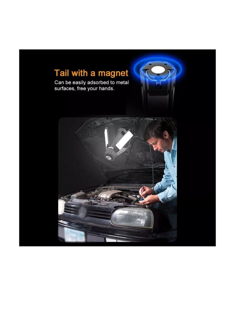 400-Lumen Rechargeable Flashlight, 3000mAh COB Inspection Work Light with Integrated Power Bank - Image 3