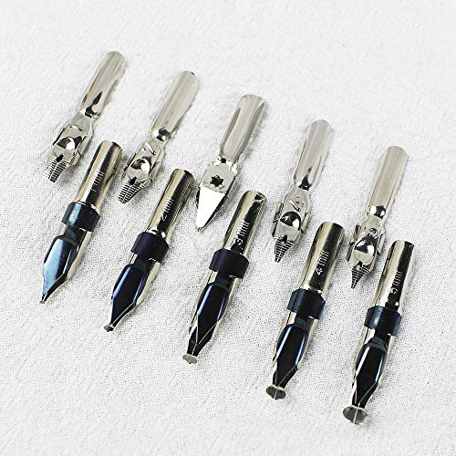 FEATTY GIFTS Calligraphy Pen Set,12-Piece Kit, 5 Nib & 5 Ink Set,Writing Quill Pen,Anitque Dip Feather Pen Set (wood+feather) - Image 4