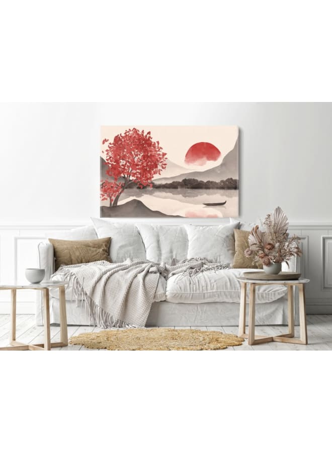 Home Gallery Red Tree with sunset Landscape Printed canvas wall art 120x80 - Image 5