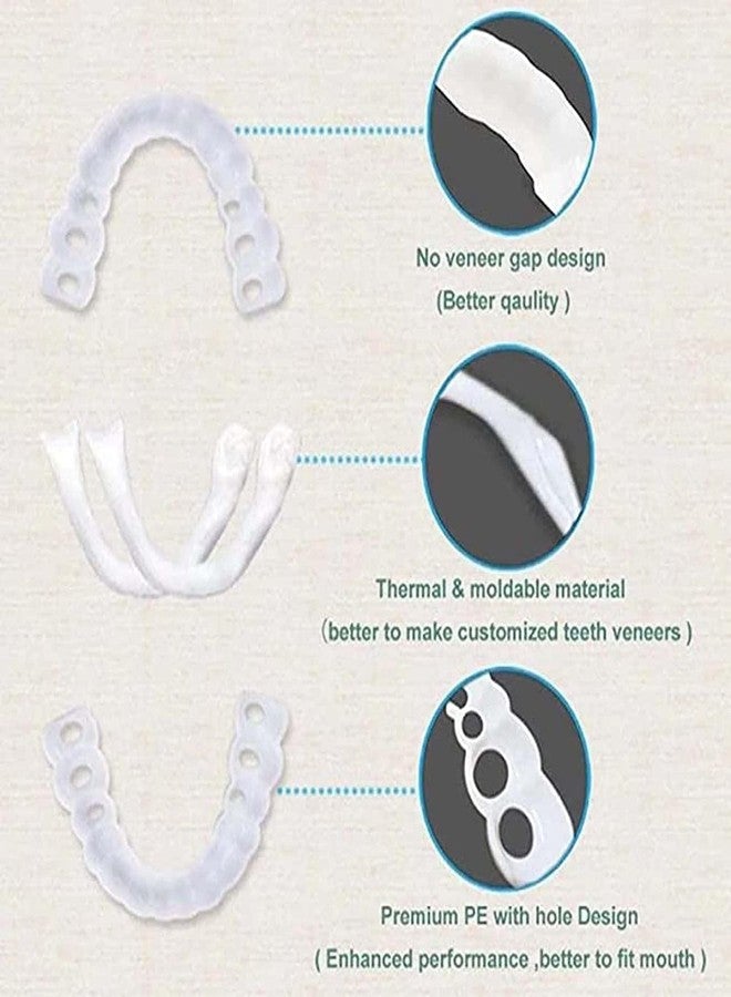 KERFORA Snap On Veneers Teeth for Men and Women - Moldable False Teeth and Dentures Replacement Kit for Missing Teeth, with Teeth Grinding Guard, Best Whitening Strips and Fake Braces for Bad Teeth - Image 3