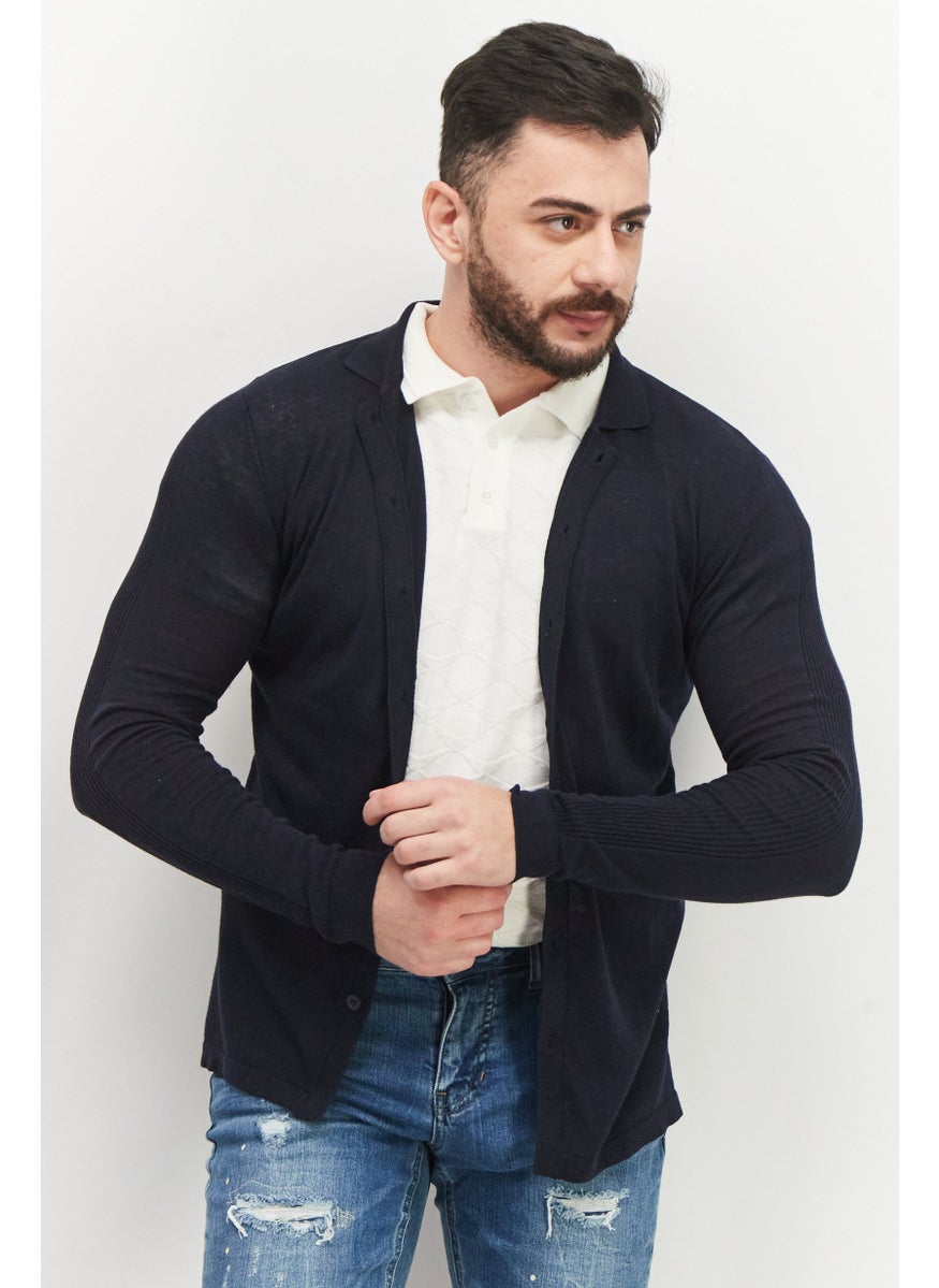 Men Regular Fit Long Sleeve Textured  Cardigan, Navy - pzsku/ZF7436B0F6A3741794CE0Z/45/_/1737642181/36dc9344-5b83-4e7f-ac7e-23db8dbd73a6