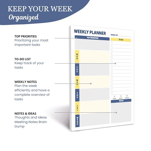 Doodle Weekly To Do List Notepad | Undated Weekly Planner with 50 Tear-Off Sheets | A5 Size | 90 GSM Paper | Habit Tracker & Task Organizer for Office, Home & School, Black - Image 3