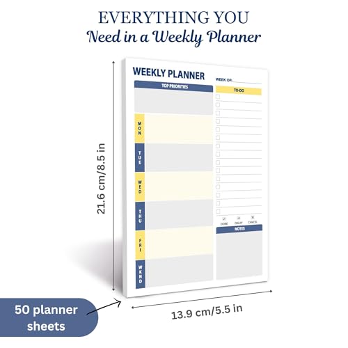 Doodle Weekly To Do List Notepad | Undated Weekly Planner with 50 Tear-Off Sheets | A5 Size | 90 GSM Paper | Habit Tracker & Task Organizer for Office, Home & School, Black - Image 4