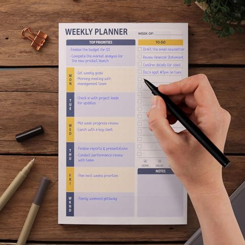 Doodle Weekly To Do List Notepad | Undated Weekly Planner with 50 Tear-Off Sheets | A5 Size | 90 GSM Paper | Habit Tracker & Task Organizer for Office, Home & School, Black - Image 1