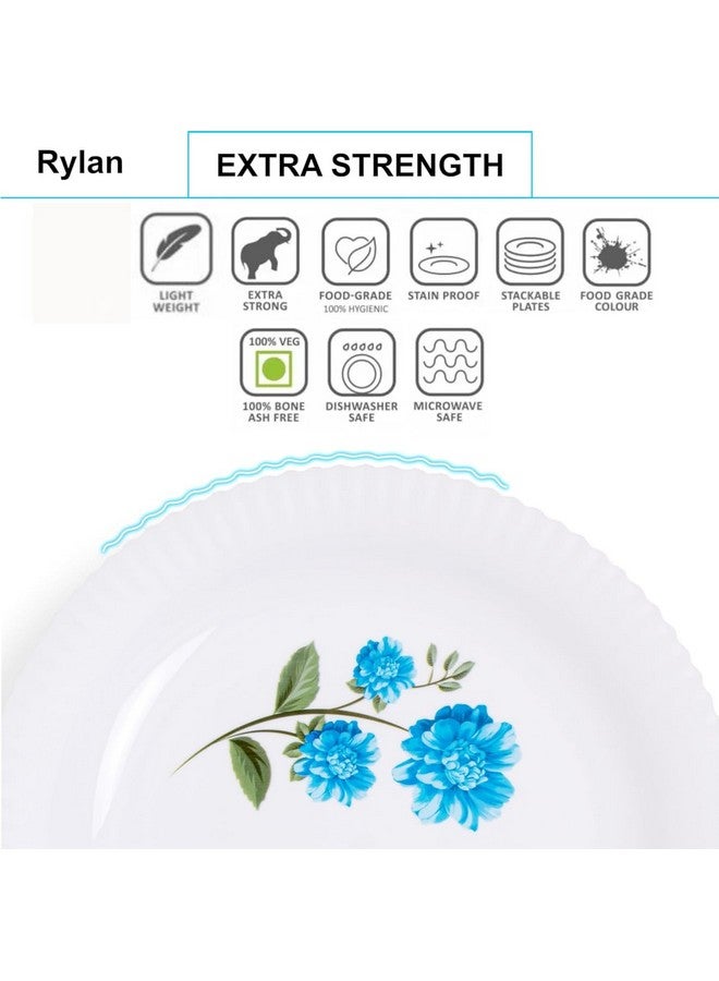 RYLAN Blue Dinner Set | 36 Pieces for Family of 6 | Microwave & Dishwasher Safe | Bone-Ash Free | Crockery Set for Dining & Gifting | Plates & Bowls | White(Plastic Materail) - Image 4