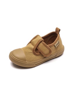 Kids Canvas Shoes New Round Toe Velcro 1002 Brown