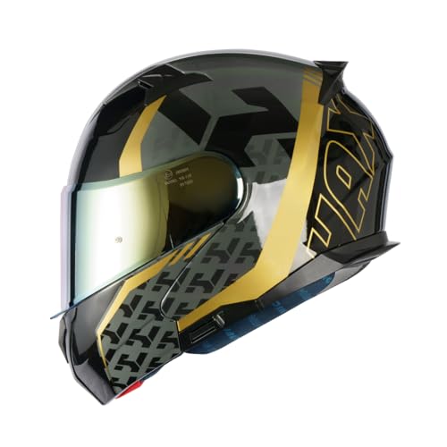 HAX Amatista Modular Flip-Up Dual Visor Motorcycle Helmet - DOT/ECE Approved, Lightweight, Comfortable, and Stylish Helmet for Men and Women (Wind Gold XL) - Image 4