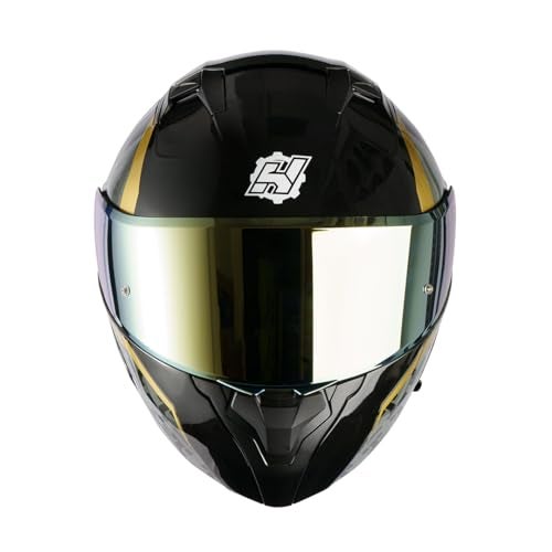 HAX Amatista Modular Flip-Up Dual Visor Motorcycle Helmet - DOT/ECE Approved, Lightweight, Comfortable, and Stylish Helmet for Men and Women (Wind Gold XL) - Image 3