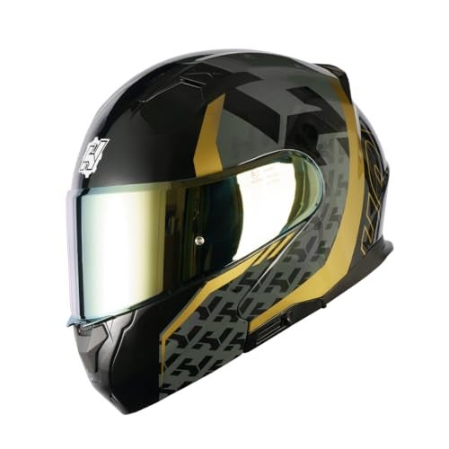 HAX Amatista Modular Flip-Up Dual Visor Motorcycle Helmet - DOT/ECE Approved, Lightweight, Comfortable, and Stylish Helmet for Men and Women (Wind Gold XL) - Image 2