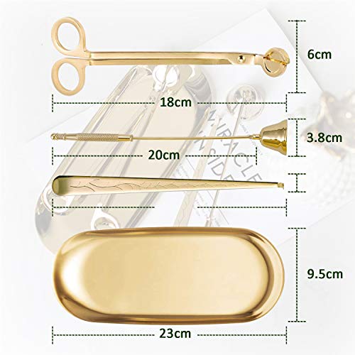UCINNOVATE 4 in 1 Candle Accessory Set - Wick Trimmer, Snuffer, Dipper, Storage Tray for Candle Lovers, Holidays (Gold) - Image 5