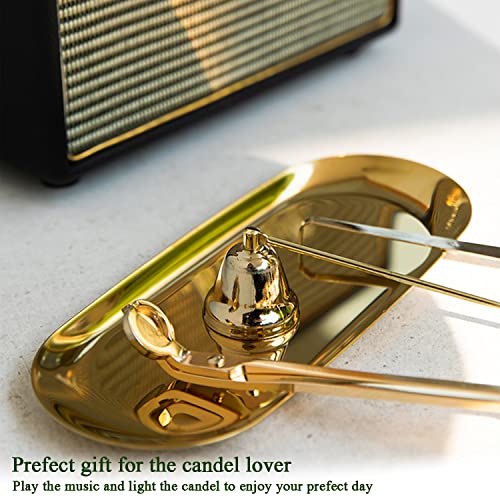 UCINNOVATE 4 in 1 Candle Accessory Set - Wick Trimmer, Snuffer, Dipper, Storage Tray for Candle Lovers, Holidays (Gold) - Image 2