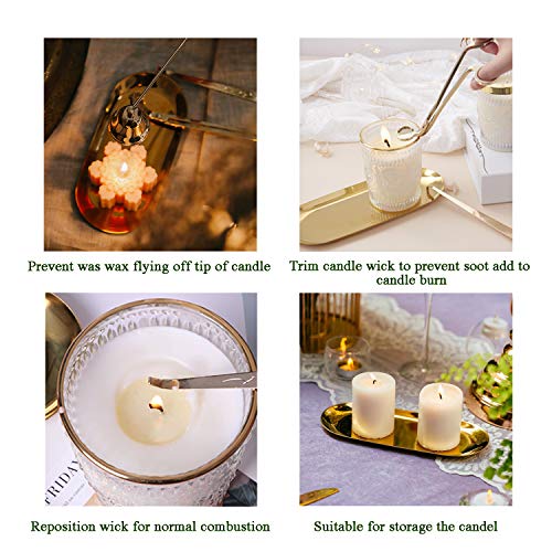 UCINNOVATE 4 in 1 Candle Accessory Set - Wick Trimmer, Snuffer, Dipper, Storage Tray for Candle Lovers, Holidays (Gold) - Image 4