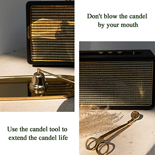 UCINNOVATE 4 in 1 Candle Accessory Set - Wick Trimmer, Snuffer, Dipper, Storage Tray for Candle Lovers, Holidays (Gold) - Image 3