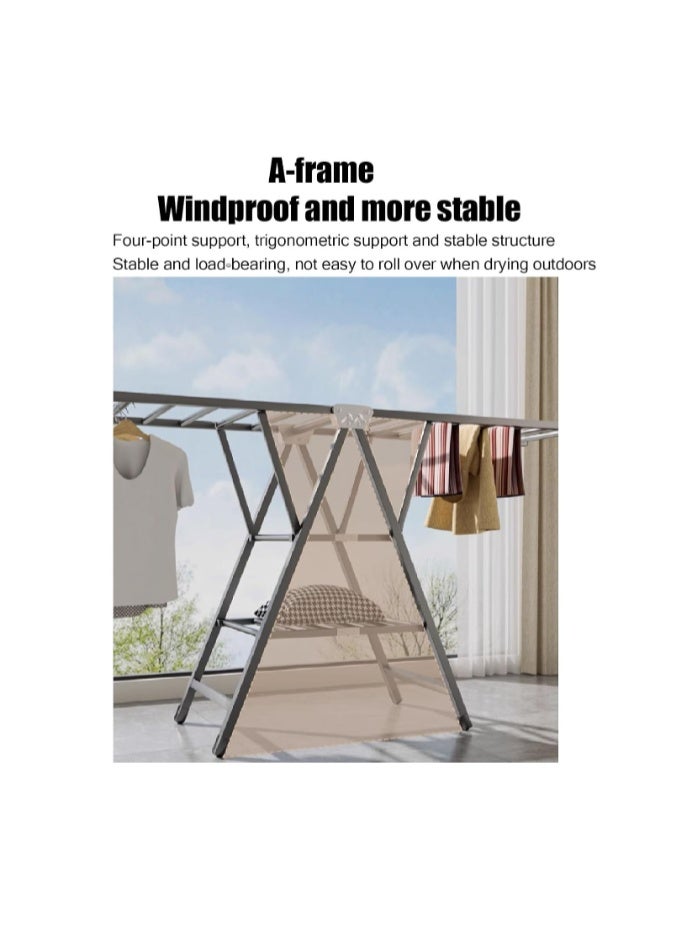 ZUCNG Large Folding Clothes Dryer Clothes Drying Rack, Metal Laundry Drying Rack Free-Standing Drying Rack Clothing for Indoor Outdoor Windproof 3 Tier - Image 4