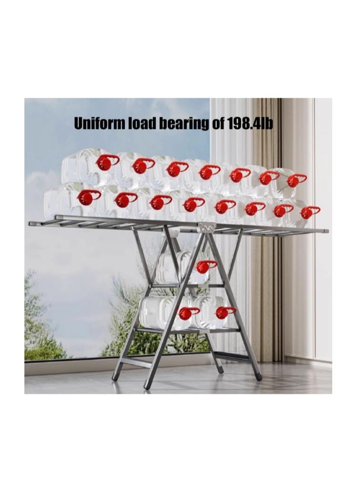 ZUCNG Large Folding Clothes Dryer Clothes Drying Rack, Metal Laundry Drying Rack Free-Standing Drying Rack Clothing for Indoor Outdoor Windproof 3 Tier - Image 5