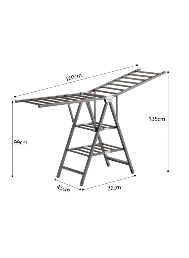ZUCNG Large Folding Clothes Dryer Clothes Drying Rack, Metal Laundry Drying Rack Free-Standing Drying Rack Clothing for Indoor Outdoor Windproof 3 Tier - Image 2