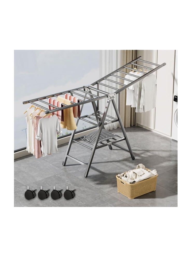 ZUCNG Large Folding Clothes Dryer Clothes Drying Rack, Metal Laundry Drying Rack Free-Standing Drying Rack Clothing for Indoor Outdoor Windproof 3 Tier - Image 1