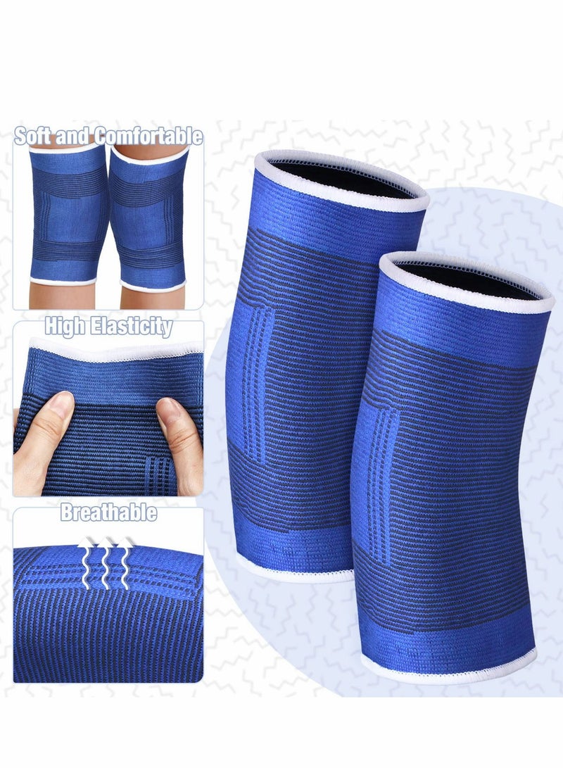 Excefore Kids Knee Brace for Girls Boys Children Patella Brace Support Knee Compression Sleeves Kids Knee Sleeve Kids Volleyball Knee Pads for Basketball Volleyball Gymnastics Sports, Blue and Black, 2 Pairs - Image 3