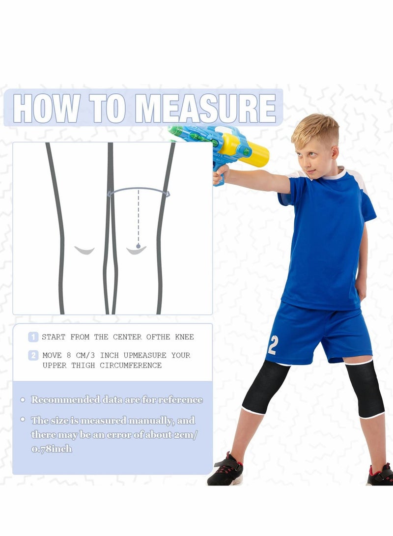 Excefore Kids Knee Brace for Girls Boys Children Patella Brace Support Knee Compression Sleeves Kids Knee Sleeve Kids Volleyball Knee Pads for Basketball Volleyball Gymnastics Sports, Blue and Black, 2 Pairs - Image 4