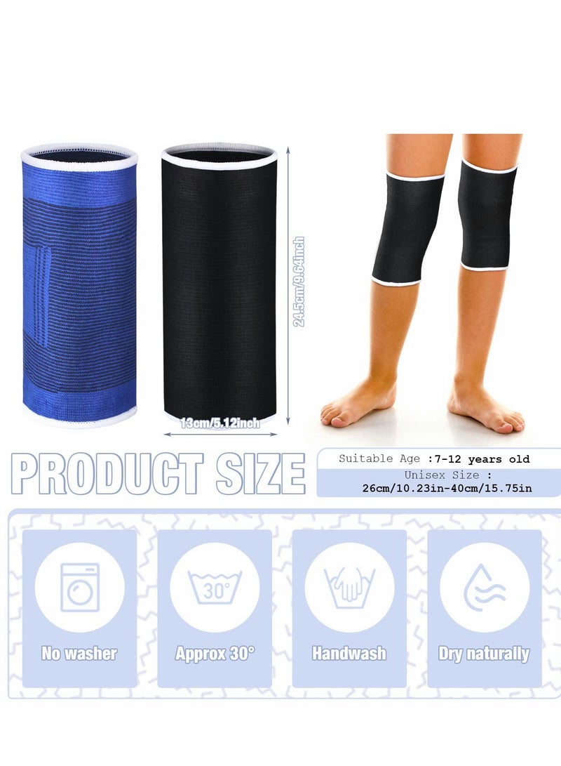 Excefore Kids Knee Brace for Girls Boys Children Patella Brace Support Knee Compression Sleeves Kids Knee Sleeve Kids Volleyball Knee Pads for Basketball Volleyball Gymnastics Sports, Blue and Black, 2 Pairs - Image 2
