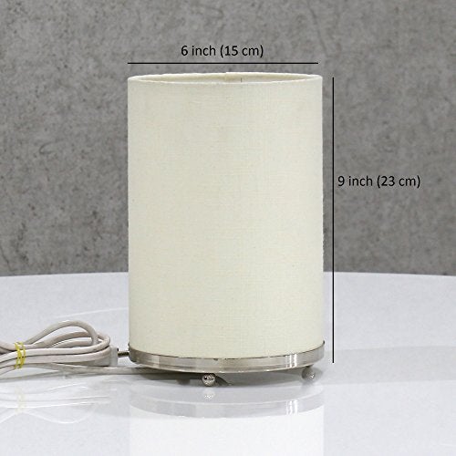 Craftter Off White Textured Round Table Lamp for Home, Office- Metal Base Night Lamp- Decorative Desk Lamp for Bedroom, Kids Room, Bedside, 9X6 Inch, Pack of 1 - Image 3