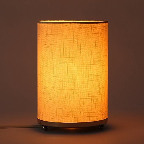 Craftter Off White Textured Round Table Lamp for Home, Office- Metal Base Night Lamp- Decorative Desk Lamp for Bedroom, Kids Room, Bedside, 9X6 Inch, Pack of 1 - Image 1