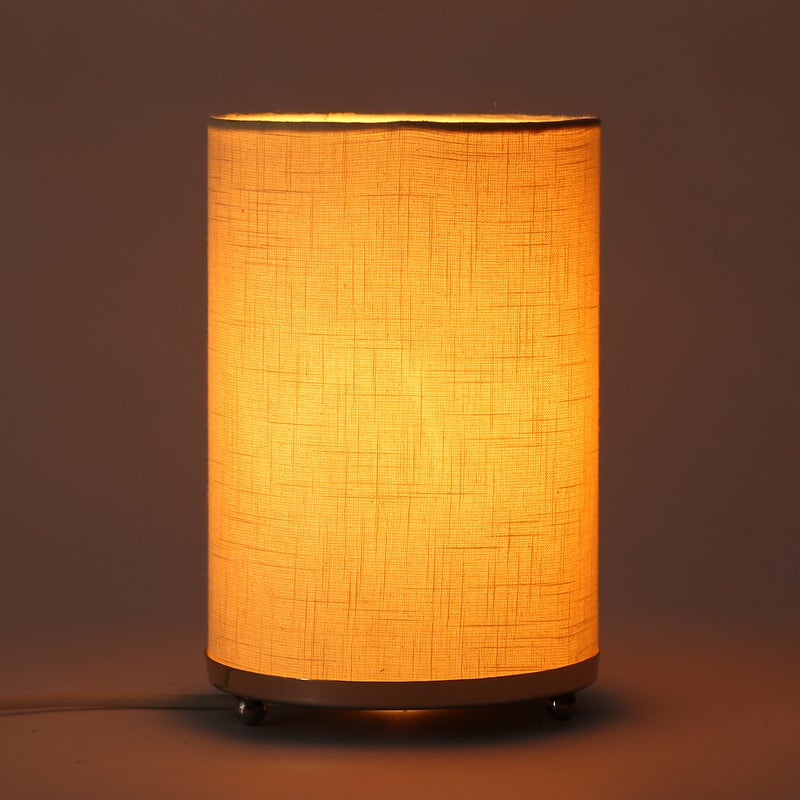 Craftter Off White Textured Round Table Lamp for Home, Office- Metal Base Night Lamp- Decorative Desk Lamp for Bedroom, Kids Room, Bedside, 9X6 Inch, Pack of 1 - Image 5