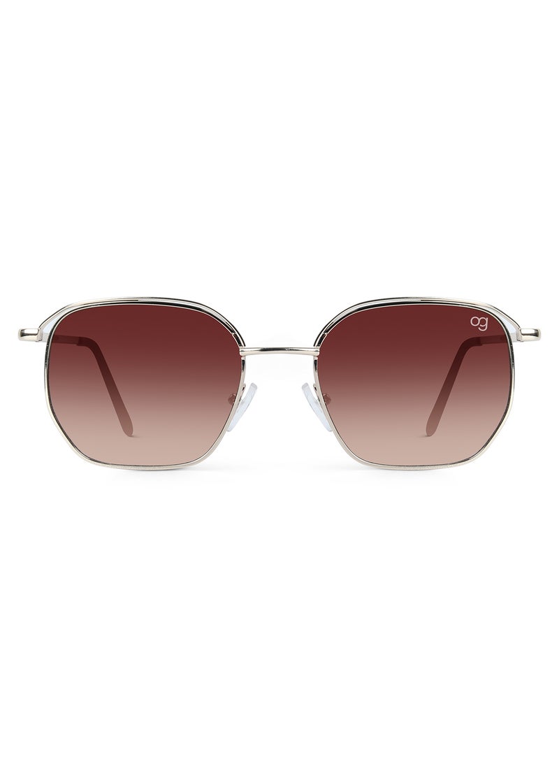 Woggles UV- Protected  Golden Hexagonal Sunglasses  - Image 3