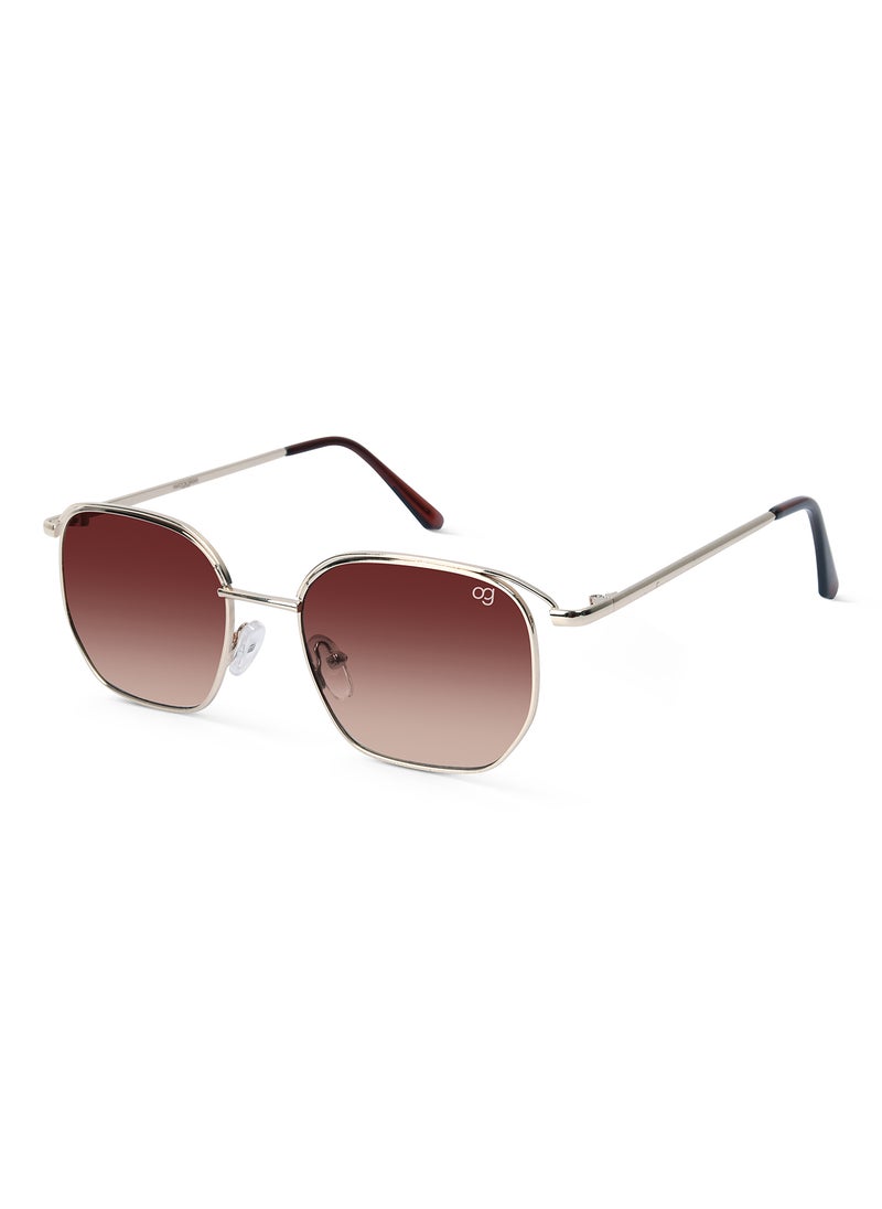Woggles UV- Protected  Golden Hexagonal Sunglasses  - Image 1