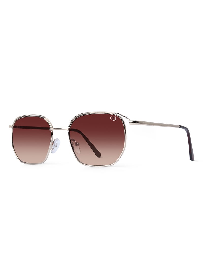 Woggles UV- Protected  Golden Hexagonal Sunglasses  - Image 4