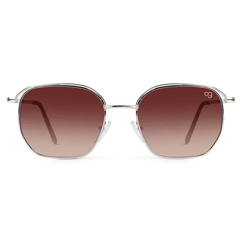 Woggles UV- Protected  Golden Hexagonal Sunglasses
