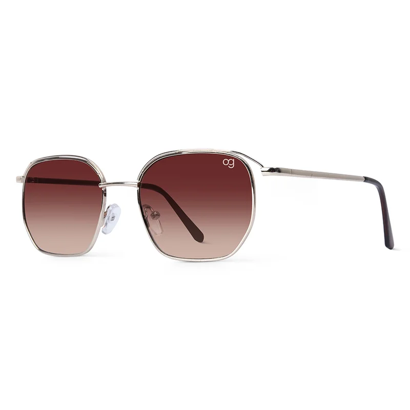 Woggles UV- Protected  Golden Hexagonal Sunglasses
