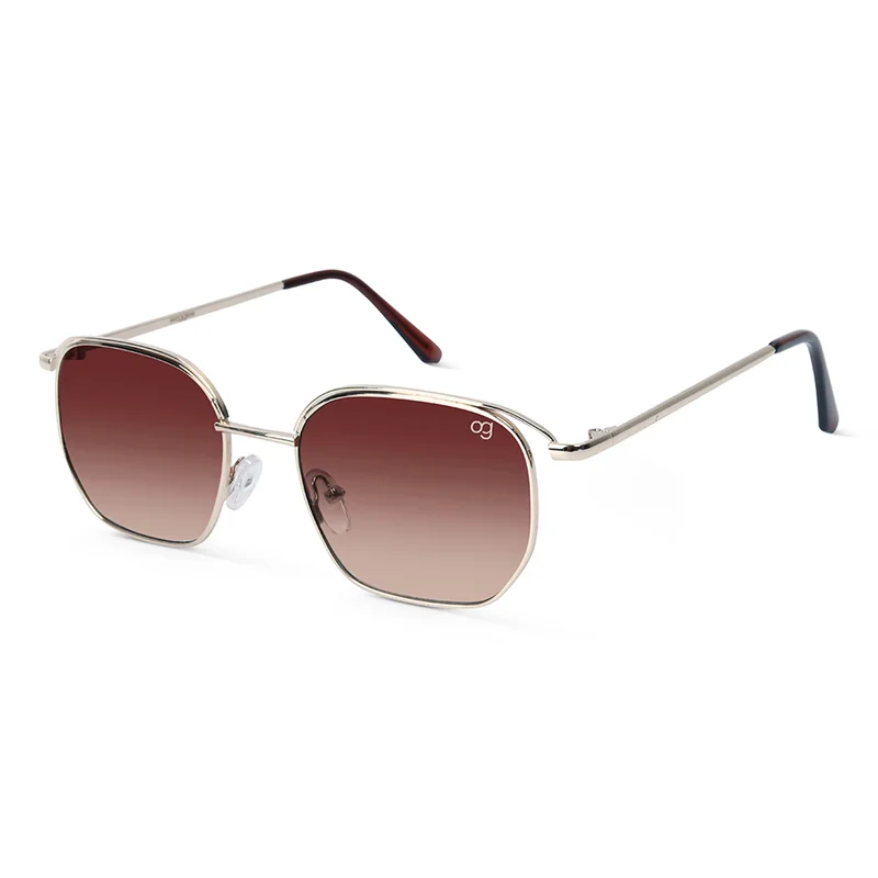 Woggles UV- Protected Golden Hexagonal Sunglasses