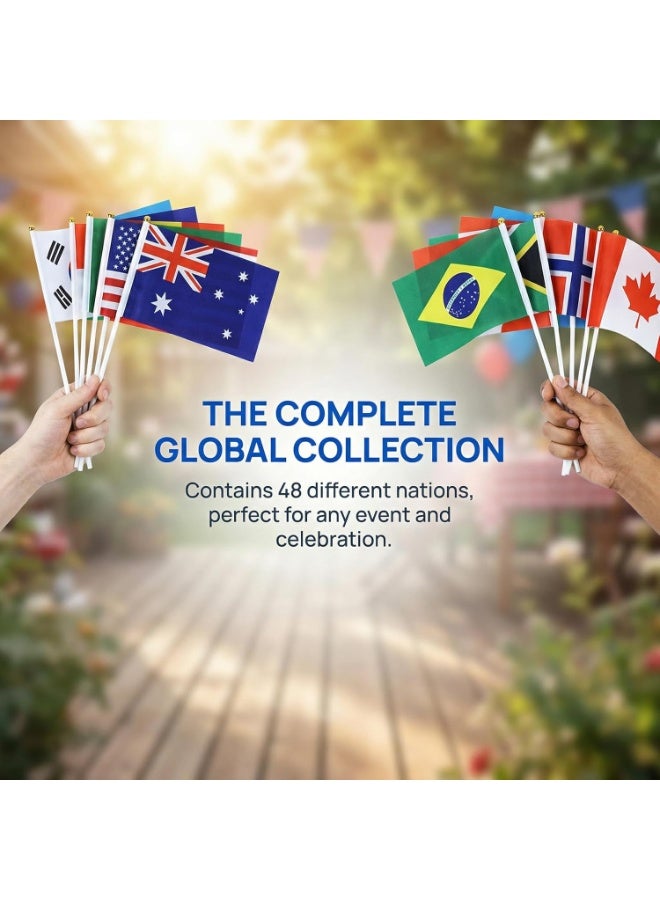 SänHahn 48 Pcs Flags of The World, 48 Countries International Stick Flags, 2026 Soccer Decorations, International Sports Party Decor, Mini Handheld Flag on Stick, 2026 Fan Gear, Small World Banner - Image 5