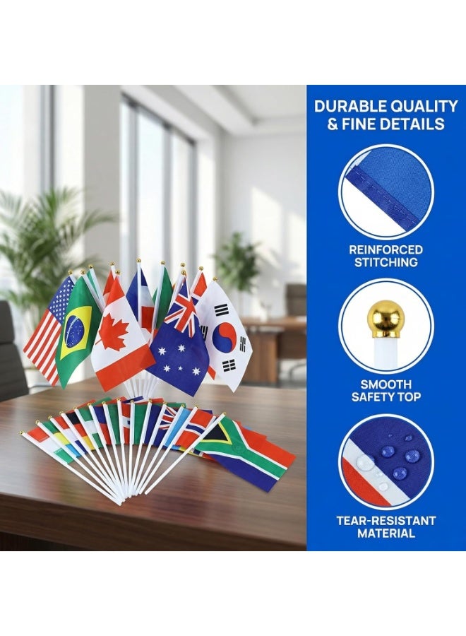 SänHahn 48 Pcs Flags of The World, 48 Countries International Stick Flags, 2026 Soccer Decorations, International Sports Party Decor, Mini Handheld Flag on Stick, 2026 Fan Gear, Small World Banner - Image 3