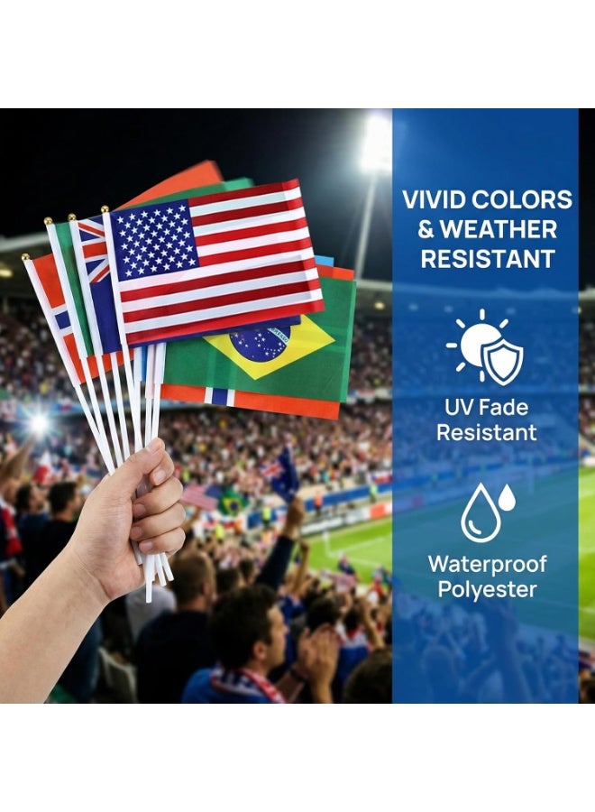 SänHahn 48 Pcs Flags of The World, 48 Countries International Stick Flags, 2026 Soccer Decorations, International Sports Party Decor, Mini Handheld Flag on Stick, 2026 Fan Gear, Small World Banner - Image 4